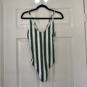 Green/White Striped CUPSHE Bathing Suit (M)
